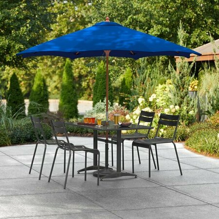 LANCASTER TABLE & SEATING 9' Royal Blue Pulley Lift Wood Umbrella 164UMBWD09RY